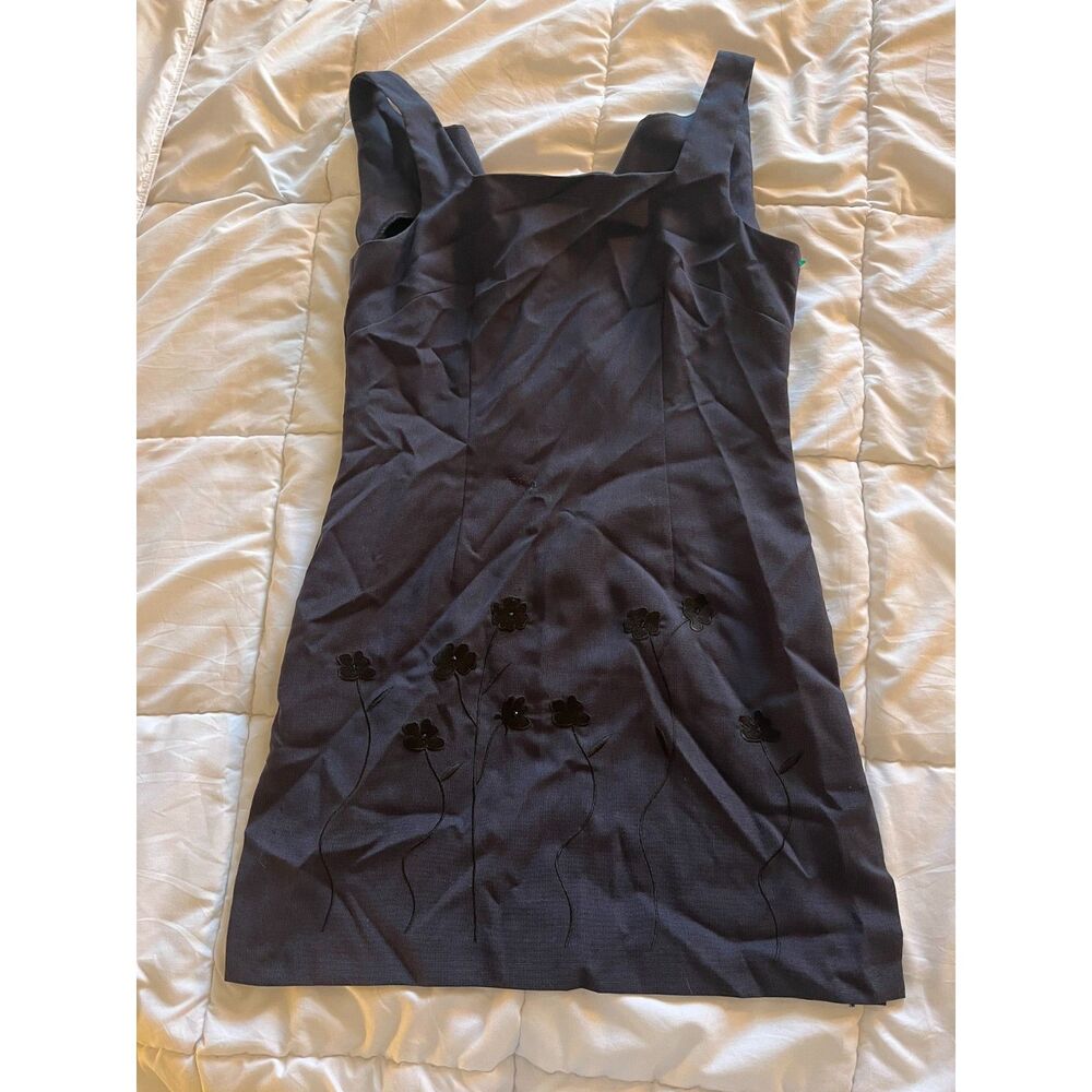 Rampage Black Mini Dress with Floral Embroidery - Sleeveless Fitted Design
